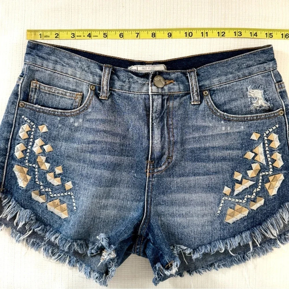 Embroidered Free People Denim Shorts